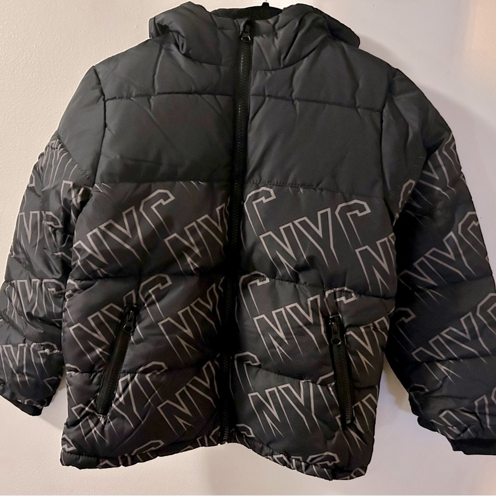7-8 Faux Down Puffer Coat Hooded Boys Warm Fleece Lined Winter